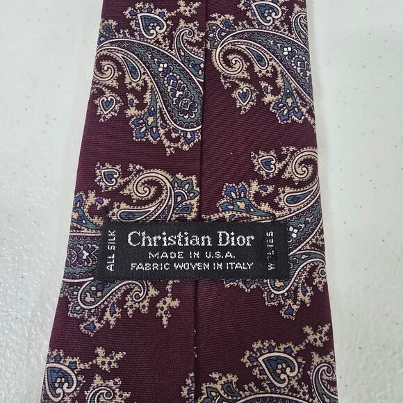 Vintage Christian Dior Silk Paisley Print Neck Tie Designer‎ Made In Italy - Picture 3 of 3